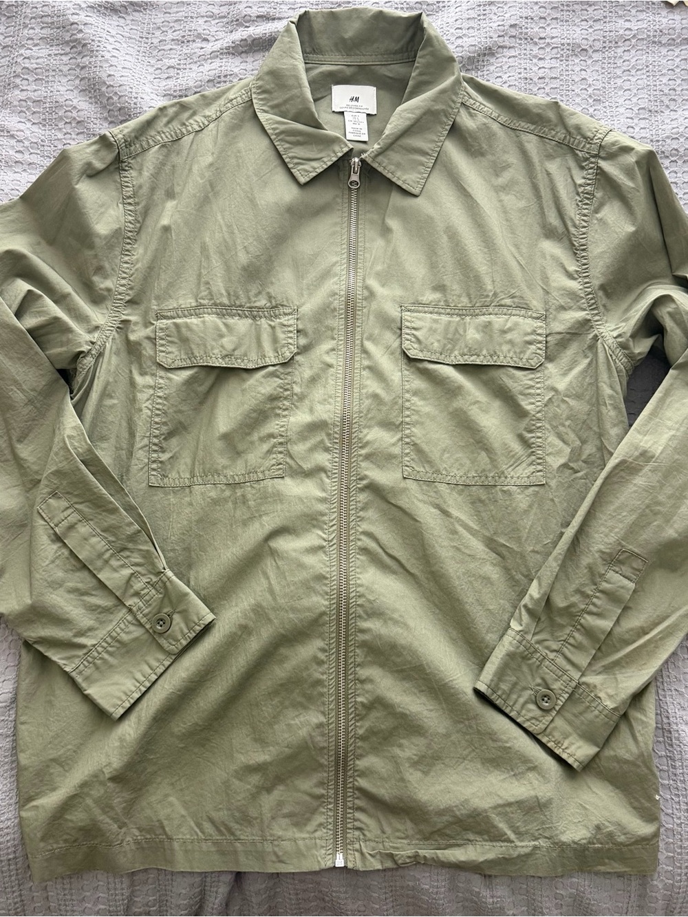 H&M Olive Green Zip-Front Utility Jacket